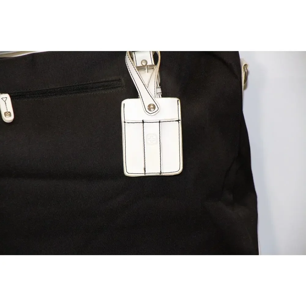 Swiss Gear Black Duffle Bag – White Trim, Travel Gym Weekender, Zip Closure